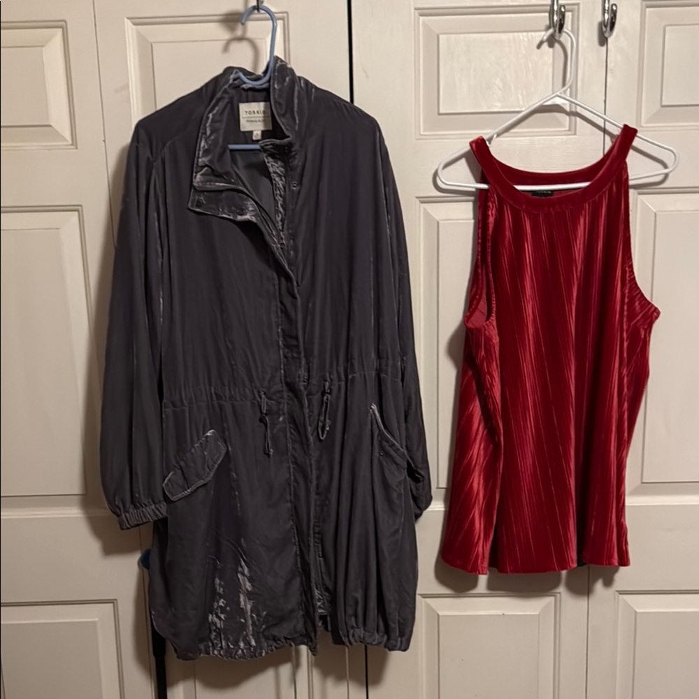 Torrid pewter velvet drawstring jacket 4x